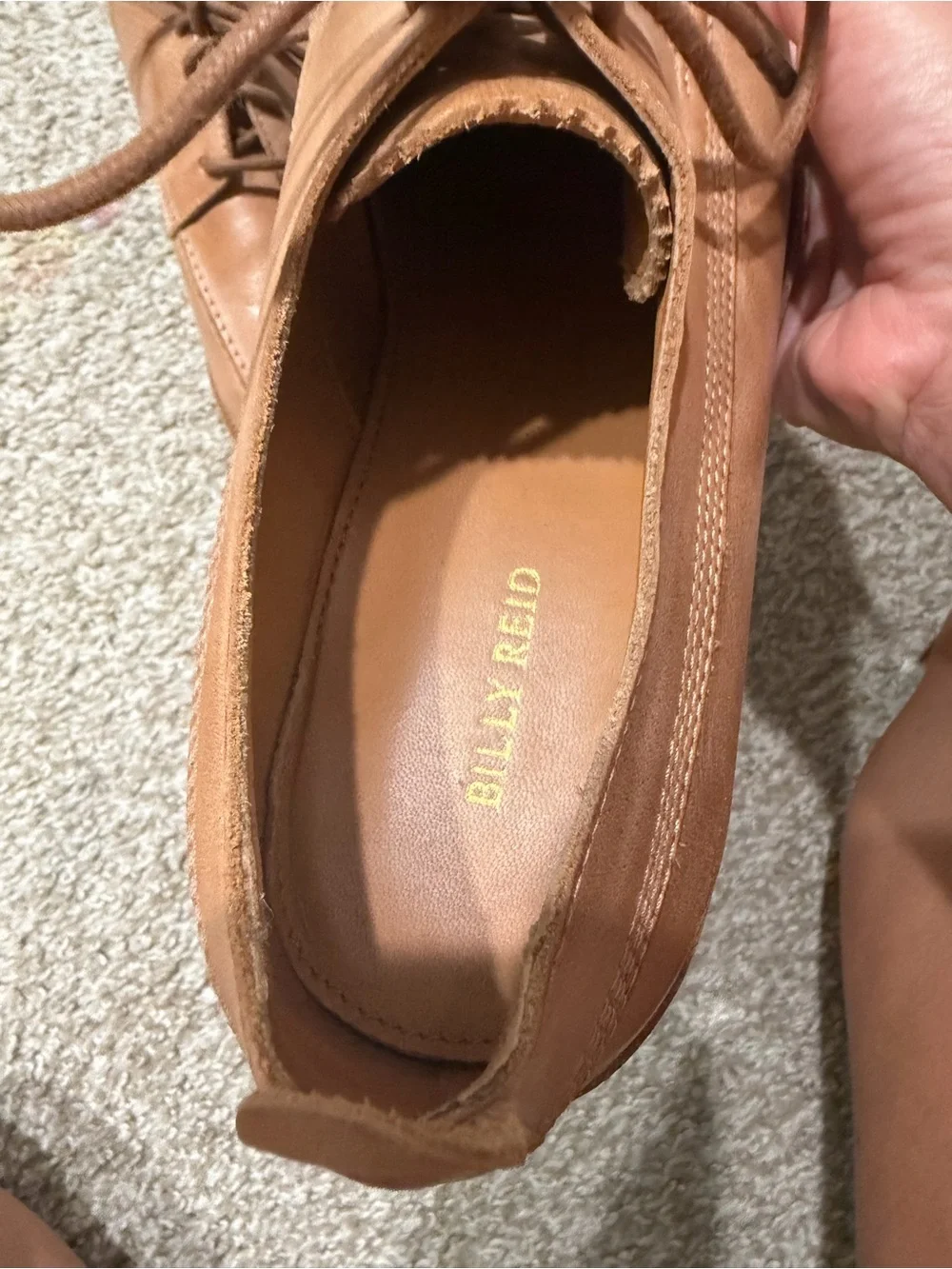 Billy Reid Men’s 10.5 Italian Leather Moc-Toe Derby Shoes Tan Brown